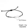 Detail of adjustable black cord bracelet featuring a silver Triple Moon Pentagram charm - Triple Moon Pentagram Style-Steel Color
