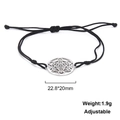 Macro shot of Metatron cube pendant on adjustable black braided stainless steel bracelet - Metatron's Cube Style-Steel Color
