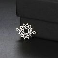 Polished stainless steel twelve-petal lotus flower pendant with dual holes for DIY jewelry - Heart Chakra Symbol (Style 5-Steel Color)