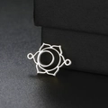Polished stainless steel lotus flower pendant connector for DIY jewelry necklaces - Crescent Lotus Chakra (Style 3-Steel Color)