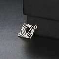 Silver stainless steel Muladhara chakra charm with geometric cutout for DIY jewelry - Steel
