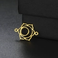 Polished gold stainless steel lotus moon connector pendant with dual loops for jewelry DIY - Crescent Lotus Chakra (Style 3-Gold)