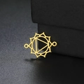 Gold hollow Manipura chakra flower pendant with two connector holes on black background - Solar Plexus Chakra (Style 4-Gold)
