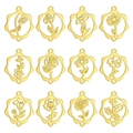 12Pcs 18K gold plated stainless steel birth flower charms with double holes for jewelry making - Gold Variety Set