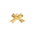 Detailed close-up of a polished gold stainless steel bow pendant for DIY jewelry making - Streamlined Ribbon Style (Style 3) / Gold