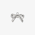 Polished silver stainless steel bow pendant with round hanging loop for DIY jewelry - Round Hollow Style (Style 1) / Steel