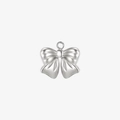 Polished silver stainless steel bow pendant for DIY jewelry and necklace crafting - Realistic Pleated Style (Style 2) / Steel
