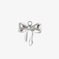 Polished silver stainless steel bow pendant with circular loop for DIY jewelry making - Satin Tassel Style (Style 5) / Steel