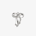 Polished stainless steel bow pendant with integrated ring for DIY jewelry making - Exquisite Satin Style (Style 7) / Steel