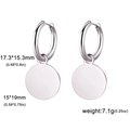 Polished stainless steel round disc hoop earrings with detailed size measurements - Steel - Solid Round Disc