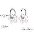 Detail view of silver stainless steel hoop earrings with flower charms and size measurements - Five-petal Flower Style (Style 5) / Steel
