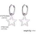 Detail of silver star hoop earrings with measurements and weight specifications - Five-pointed Star Style (Style 6) / Steel
