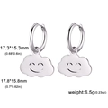 Detailed view of silver stainless steel cloud earrings with smiling face and dimensions - Steel - Smile Cloud