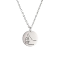 Polished stainless steel necklace with a round pendant featuring a thumbs-up gesture engraving - Steel Color-Thumbs Up
