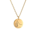 Golden stainless steel necklace with a minimalist round thumb up gesture pendant - Gold Color-Thumbs Up