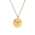 Golden stainless steel necklace featuring a round Shaka sign pendant on a delicate cable chain - Gold Color-Shaka Gesture