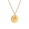 Golden stainless steel necklace featuring a round pendant with a fist symbol engraving - Gold Color-Fist Gesture