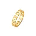 Anillo moderno de acero inoxidable chapado en oro de 18K con patrón de diamantes - US 7 / Dorado