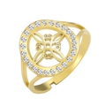 Verstellbarer Ring aus 18K vergoldetem Edelstahl mit Hexenknoten und Kristallkranz - Einstellbar Offen / Gold