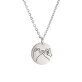 Minimalist silver stainless steel round pendant necklace with pinky promise engraving - Steel Color-Pinky Swear
