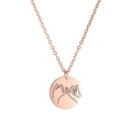 Rose gold stainless steel round necklace with pinky swear hand gesture engraving - Rose Gold-Pinky Swear