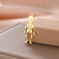 Detailed close-up of a 18K gold-plated hollow skeleton pendant for Halloween DIY jewelry - Style 3 Gold
