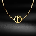 Gold stainless steel necklace featuring a round pendant with a Viking Laguz rune symbol - Style 1 Gold