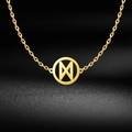 Vintage Viking Rune necklace in 18K gold-plated stainless steel with circular pendant - Style 2 Gold