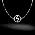 Nordic Viking rune Sowilo pendant necklace in polished silver stainless steel finish - Style 3 Silver