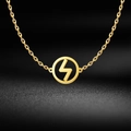 Vintage 18K gold plated stainless steel necklace featuring a round Sig Rune pendant - Style 3 Gold