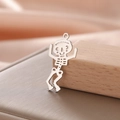 Polished silver stainless steel dancing skeleton pendant charm for DIY jewelry making - Style 8-Steel Color