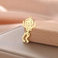 18K gold plated stainless steel hollow skull pendant for Halloween DIY jewelry making - Style 8-Gold Color