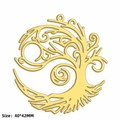 Pendentif arbre de vie doré en acier inoxydable pour bijoux DIY ajouré 40x42mm - Motif de Volutes Artistiques (SS2025012012) / Or