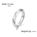 Silver stainless steel spiral ring 5.1mm width weighing 6.5g with twisted design - US 5 / Steel
