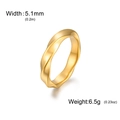 Minimalist twisted golden stainless steel ring with elegant spiral design and 5.1mm width - US 5 / Gold
