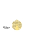 Pendentif de méditation doré en acier inoxydable avec motif fleur ajouré 30x32mm - Or