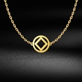 18K gold plated stainless steel necklace with Nordic Viking Rune geometric pendant - Style 16 (Gold)
