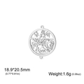 Silver hollow star round stainless steel pendant 18.9x20.5mm for DIY jewelry - Double Hole Pentagram / Steel