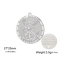 Silver Saint Michael religious medallion pendant with protect us engraving 27x25mm - Single Hole / Steel