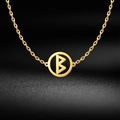 Vintage Viking style 18K gold plated stainless steel Rune letter B necklace - Style 18 (Gold)