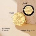 Golden double-sided Saint Michael religious pendant with Protect Us engraving, 20mm charm - Double Hole / Gold