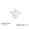Silver stainless steel winged pentagram star pendant with 38.8x34.1mm dimensions - Steel