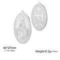 Silver-finish Virgin Mary Miraculous Medal pendant in stainless steel, front and back view - Single Hole / Steel