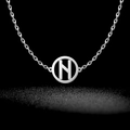 Silver stainless steel Viking necklace featuring a hollow round pendant with letter H - Style 12-Steel Color