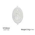 Silver-finish 16x29mm stainless steel Miraculous Medal pendant with religious prayer - Double Hole / Steel