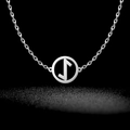 Silver Viking Wolfsangel rune pendant necklace in stainless steel with O-chain - Style 24-Steel Color