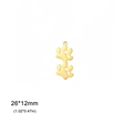 Golden stainless steel animal paw print charm with vertical double cutout design - Gold Color-2 Paws
