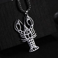 Zilveren kreeft hanger ketting met opengewerkte details en boxketting voor buiten - Kreeft