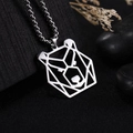 Geometrische berenkop hanger van zilver roestvrij staal aan een box-schakelketting - Dalmatiër Hond