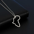 Polished stainless steel Africa map pendant necklace on silver cable chain - Steel